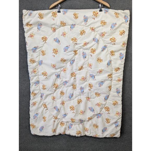 Vtg Winnie the Pooh Piglet Crib Blanket Quilt Sunny Days Friends Pile Disney - Picture 7 of 10